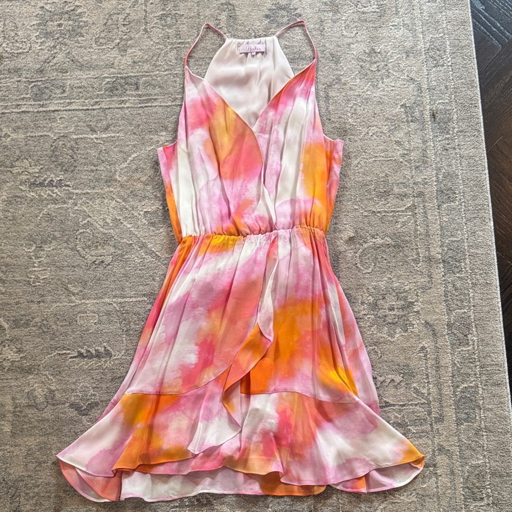 Parker Vibrant Pink and Orange Sleeveless Dress XS